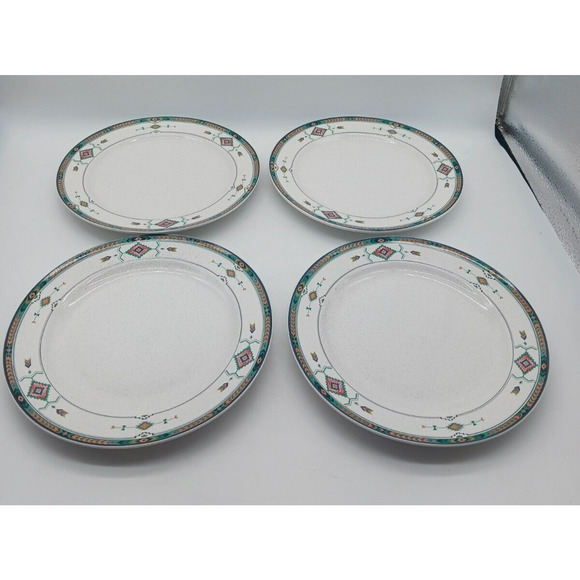 4 Salad Plates Studio Nova Adirondack Mauve Geen Aztec Southwestern Y2201 - Picture 5 of 10